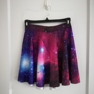 Galaxy print scuba knit skirt